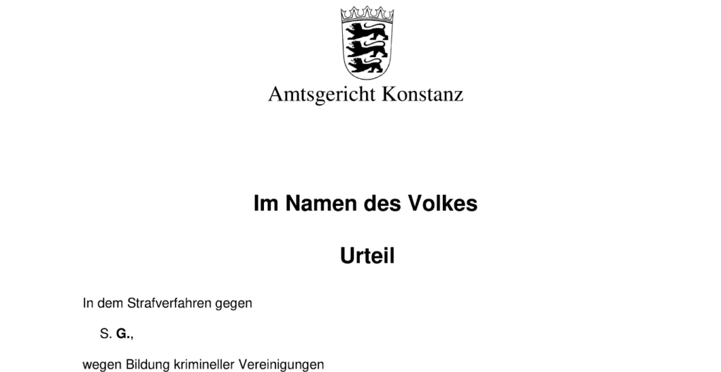 Urteil Amtsgericht Konstanz Gegen S.g. 29.10.2021